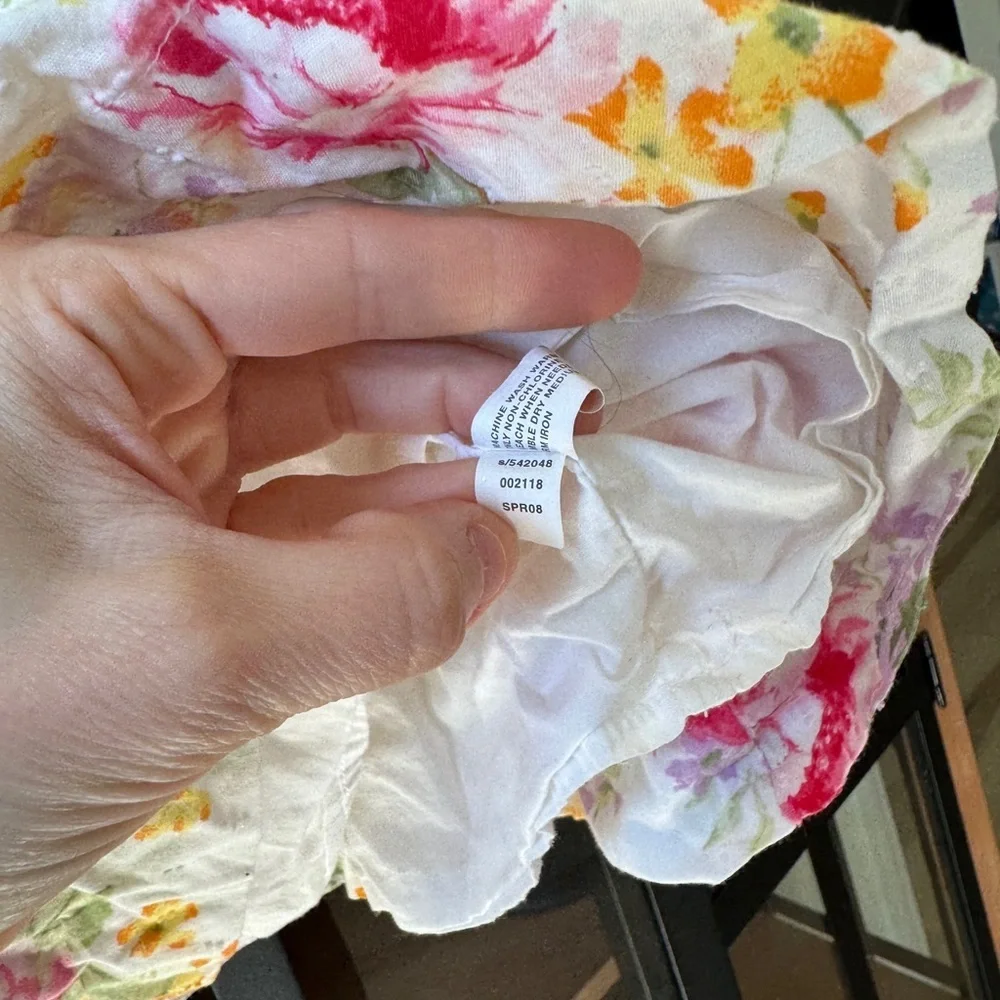 Vintage 2008 GAP smock set dress hat baby girl floral easter swiss dot ruffle